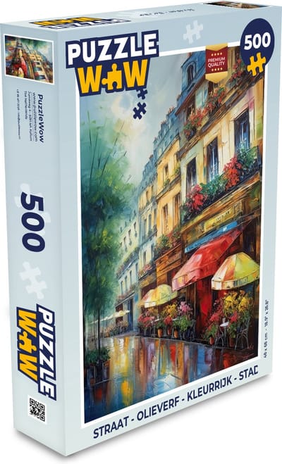 Puzzel Straat - Olieverf - Kleurrijk - Stad - Legpuzzel - Puzzel 500 stukjes