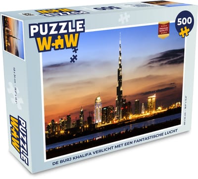 Puzzel De Burj Khalifa verlicht met een fantastische lucht - Legpuzzel - Puzzel 500 stukjes
