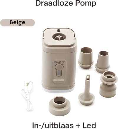 Avoir Avoir® Vacuum pomp Draadloos camping - Met LED-verlichting - Luchtpomp Draagbare Snoerloze Luchtcompressor Inblaas/Uitblaas - Krachtig Vermogen - Compact en Draadloze Pomp - USB-kabel - Bestel Nu!
