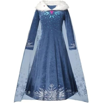 Costume Cosplay Princesse Enfant Fille Robe Reine des Neiges Halloween Carnaval Vêtements Mignons Cosplay Vêtements de Soirée pour 2-10 Ans 2-3T(100) blue