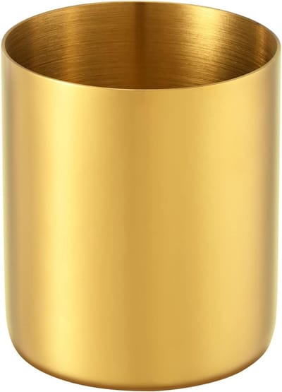 Stijlvolle ronde penhouder van roestvrij staal, mini vaas, 8.2 cm diameter, 9.6 cm hoogte, perfect voor kantoor en thuisdecoratie