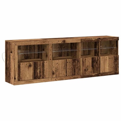 vidaXL - LED - Dressoir - Oudhout - 202 - x - 37 - x - 67 - cm - Bewerkt - hout
