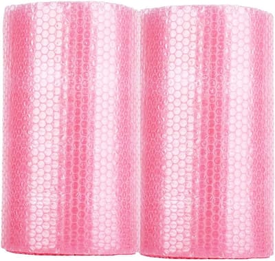 2-Rollen Bubbelzakfolie 12 Inch x 72 Voet - Rood Verpakkingsfolie met Dubbele Luchtbellen voor Verhuizing, Opslag en Verzending - Krachtige Bescherming voor Glas, Servies, Elektronica en Meer - Makkelijk met de Hand te Scheuren