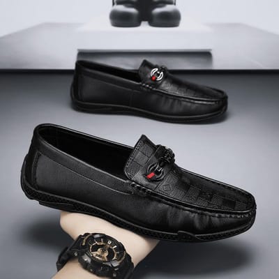 Mode Leer Heren Casual Schoenen Instappers Formele Loafers Luxe Merk Comfortabele Heren Mocassins Italiaanse Zachte Mannelijke Rijschoenen 40 black