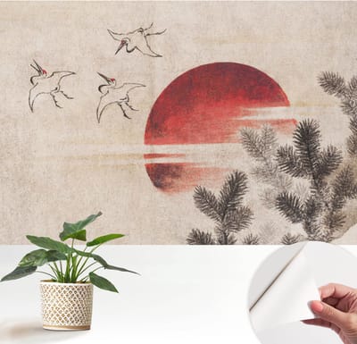 Wallfluent Zelfklevend Behang - Bos Oost Stickerbehang op rol - 152x104 cm - Wit Zelfklevend Behang - Peel-and-stick techniek - Voor de woonkamer, slaapkamer en kantoor Zelfklevend Behang