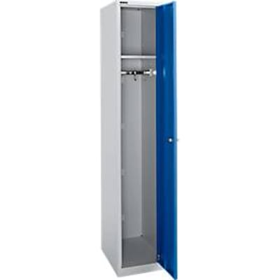 Garderobekast - metaal - 1 compartiment - L 350 x D 500 x H 1950 mm - afsluitbaar - blank aluminium en gentiaanblauw - ons merk Schäfer Shop Select