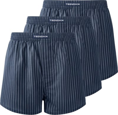 TrueFeel | 3-pack marineblauw met wit gestreepte losvallende premium katoenen boxershorts