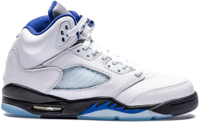 Air Jordan 5 Retro - Maat 37.5 - Wit/Zwart/Dark Concord / Wit Zwart - Air Jordan 5 - Lifestyle - Kinder Sneakers voor Jongens en Meisjes