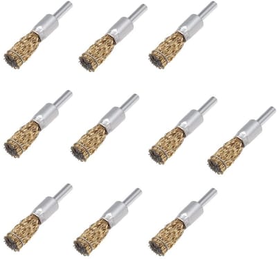 10-delige set draadwielborstels, 25 mm pen type roterende schuuraccessoires voor roest, corrosie en verfverwijdering