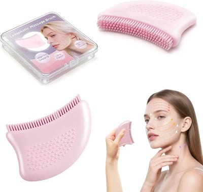 Draagbare Siliconen Lymfedrainage Borstel voor Gezichtsmassage, Zachte Borstel voor Voorhoofd, Kaakcontour en Wangen, Verbeter Circulatie en Huidtextuur
