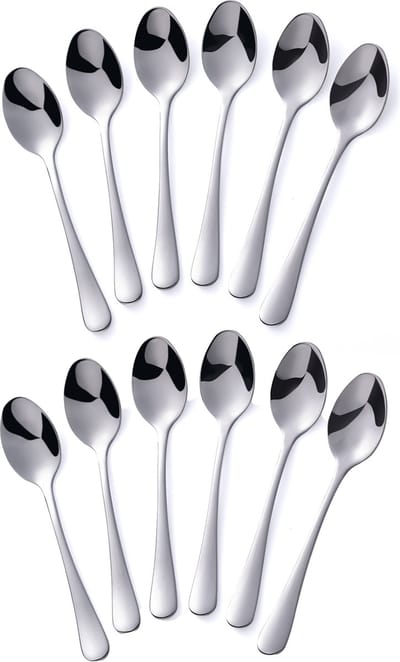 Alheco 12 ovale theelepels - 12.3cm - RVS theelepeltjes - Zilver