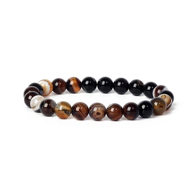 Bixorp Gems Koffie Botswana Agaat Edelstenen Armband 6mm - Edelsteen Kralenarmband - Spiritueel Cadeau - 18cm