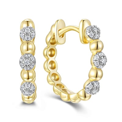 9NB-1650 – New Bling – Zilveren oorbellen rond – Met zirkonia – Goudkleurig – 925 zilver