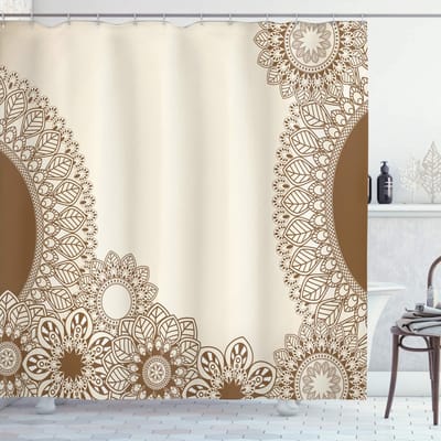 ABAKUHAUS Henna-douchegordijn – Badkamerdecor – 175×200 cm – karamelkleur, 100% polyester