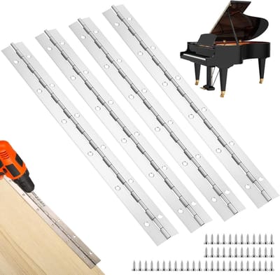 Duurzame RVS Piano Scharnieren 300 × 30 mm voor Deuren en Meubels met Schroeven - Zware Kwaliteit Scharnier voor Kastdeuren en Opbergdozen