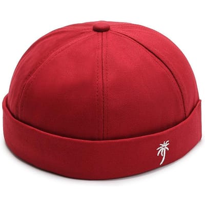Randloze Hoeden Voor Mannen Vrouwen Gesp Docker Cap Gewassen Katoen Retro Hoed Verstelbare Randloze Skullcap Adjustable red
