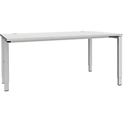 Schäfer Shop  Genius Bureautafel MODENA FLEX, 4-poot rechthoekige buis, eenzijdig, B 1600 mm, lichtgrijs