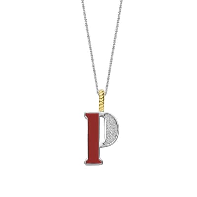 TI SENTO Dames Hanger - 925 zilver - Letter P - Rood - 6840CR_P