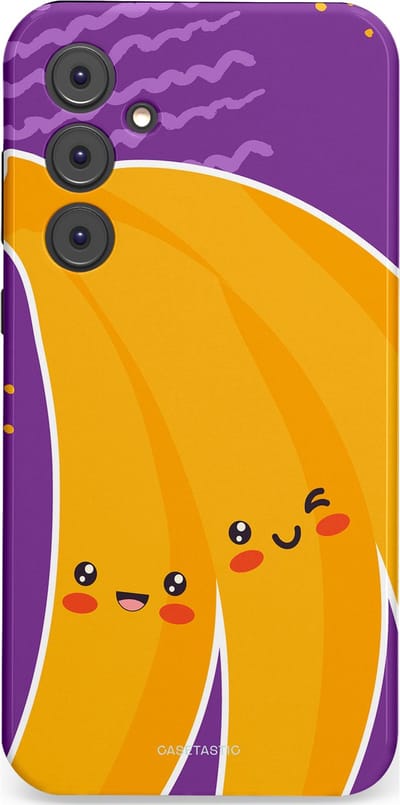 Casetastic hoesje geschikt voor Samsung Galaxy A35 - Dubbellaagse bescherming - Blije Banaan - Fashion Case - Lavendel Geel