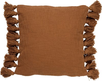 Dutch Decor RUBY - Kussenhoes 45x45 cm - 100% katoen - met flosjes - Tobacco Brown - bruin - met rits - zonder binnenkussen