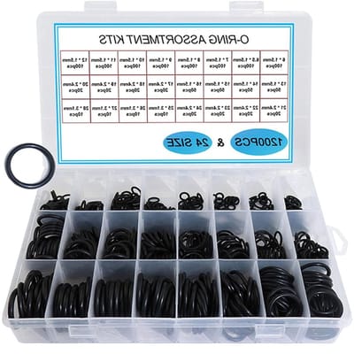 Pack van 1200 Nitril Rubber O-Ringen, 24 Maten, Diverse Tap Washers, Afsluitringen, Ruimtehouders en Seals voor Diverse Toepassingen