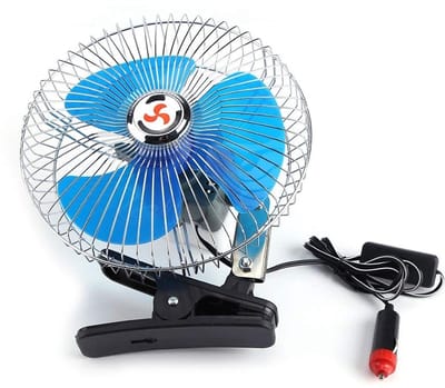 Dailygoody - Mini Car Fan - Osciilerende Ventilator - 180 Graden Rotatie - Blauw - Laag Geluid - Voor Auto en Truck - Draagbaar
