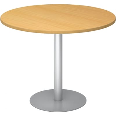 BISTRO F100R S - Systeem conferentietafel Beuken Zilver Ø 100