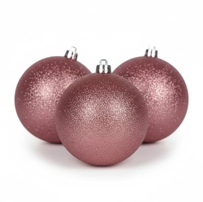 4x Roze kunststof kerstballen 10 cm - Glitter - Onbreekbare plastic kerstballen - Kerstboomversiering roze