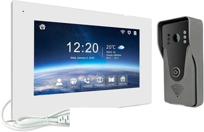 Videodeurbel Systeem - Slimme Deurtelefoon - Veilig Thuis - Draadloze WiFi Connectie - 7 inch Scherm - Zwart