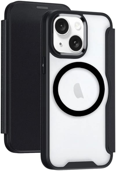 Portemonnee Hoesje Geschikt voor Apple iPhone 15 | Compatibel met MagSafe | Wallet Book Case met Magneet | Beschermhoes met Pasjeshouder | Zwart
