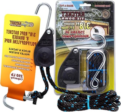 Ratel Touw Hanger - Katrol Touw Tie-Down - Ladingen Vastzetten - Zelfvergrendelend Systeem - 2.4 Meter Touw - Zwart