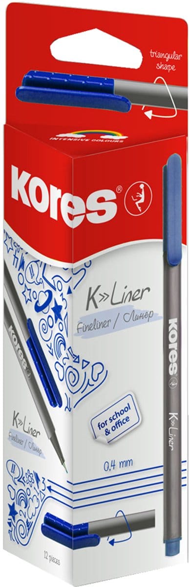 Kores FL28103, 12 stuk(s), Rood, Fijne punt, Grijs, Rood, Rond, 0,4 mm