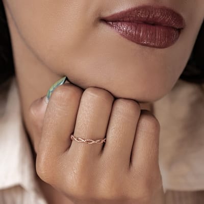 Hey Happiness Dubbele Helix – Damesring 925 Zilver 18K Roségoud – Verweven Design – 16,5 mm / Maat 52