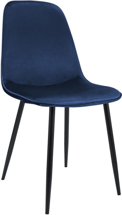 CLP Maryam Eetkamerstoel - klassiek - met rugleuning - zwart metalen frame - belastbaar tot 150 kg - Fluweel/donkerblauw