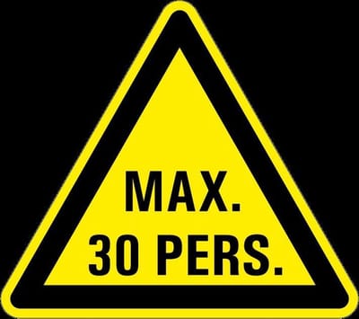Waarschuwingsbord max. 30 personen - kunststof 200 mm