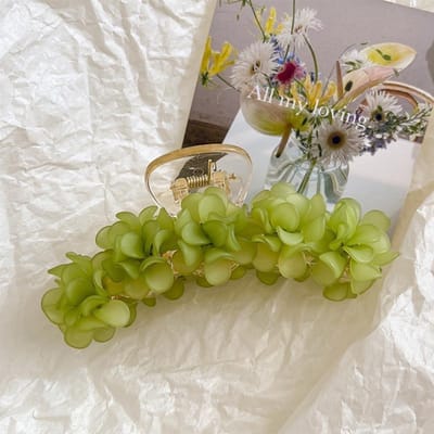 Mode Elegante Bloem Haarklauw Clips Hars Haarspelden Haar Clip Acryl Hairgrip voor Vrouwen Haaraccessoires 11cm groen