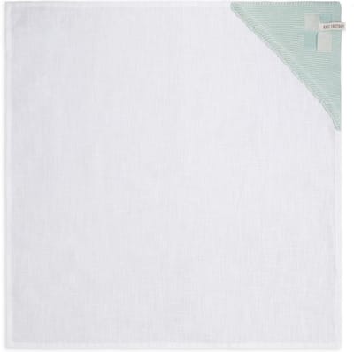 Knit Factory Theedoek Block - Linnen theedoek - Keukenhanddoek - Keukendroogdoeken - Vaatdoeken - Vierkant - Ecru/Mint - Lichtgroen - 65x65 cm