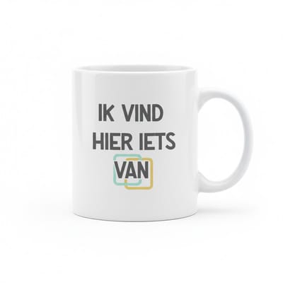 Grappige Nederlandse Tekst Mok 330 ml – “Ik Vind Hier Iets Van” Strak Modern Statement Koffie- & Theebeker Cadeau