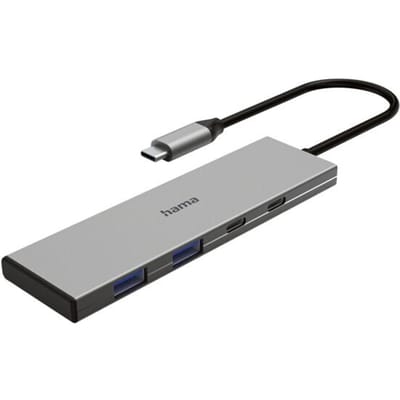 Hama 00200147 USB-hub 4 poorten USB-C 3.2 Gen 2, USB-A 3.2 Gen 2, USB-C (met Power Delivery) USB 3.2 Gen2 10 GBit/s Grijs