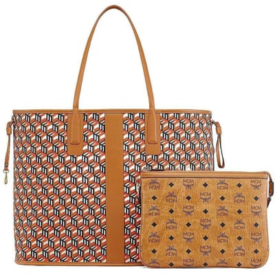 MCM Liz Cubic Nieuwe Monogram Print Dubbelzijdige Grote Capaciteit Tote Bag Dames Tote Bag MWPCSVI02CO001 Basic Set (Bag+Dust Bag) brown