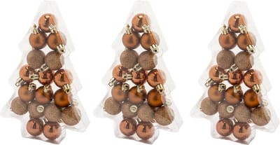 51x stuks kleine kunststof kerstballen koper 3 cm mat/glans/glitter - Onbreekbare plastic kerstballen - Kerstversiering