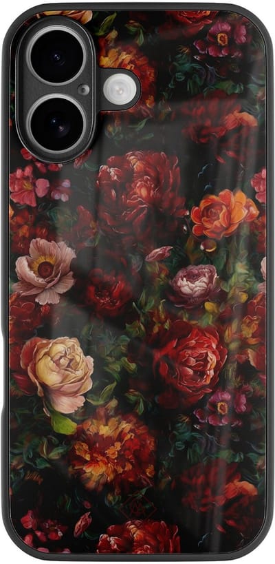 Casimoda® hoesje - Geschikt voor iPhone 17 - Floral Garden - Luxe Hard Case Zwart - Backcover telefoonhoesje - Multi