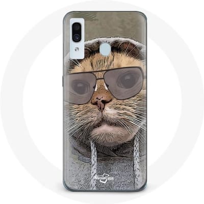 Coque pour Samsung Galaxy A30 Chat avec une capuche photo drole Animaux