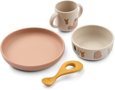 Liewood Vivi Silicone Tableware Set Cats and Dogs / Sandy - Serviesset