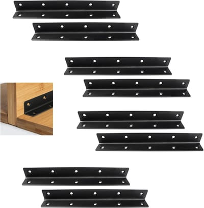 Hoekverbinders 8 Stuks - L-vorm Beugels - Meubels Versterken - Zware Belasting - 200x27x27mm - Zwart