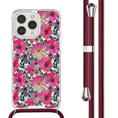 imoshion Hoesje - Geschikt voor Apple iPhone 15 Pro - Design Hoesje met Koord - Flower Water