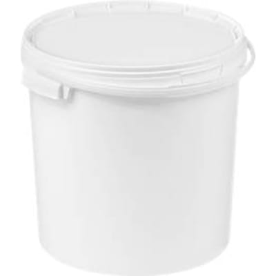 Emmer, met deksel & handvaten, 10 l, Ø 270 x H 264,5 mm, ISO-norm, voedselveilig, temperatuurbestendig, stapelbaar & nestbaar, recycleerbaar PP, wit, 5 st.