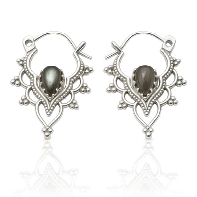 Natuursieraad -  925 sterling zilver labradoriet bali oorringen  - boho edelsteen sieraad - natuursteen