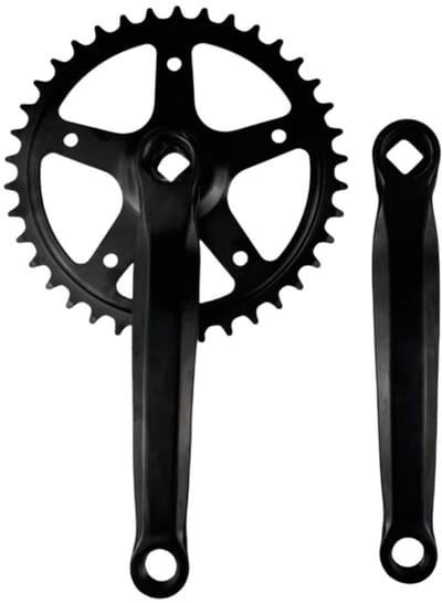 Daity Eén crankstel met één versnelling en een crankarm van 36 tanden en 170 mm - geschikt voor mountainbikes - racefietsen en fixed-gear fietsen. Conische vorm (zwart).