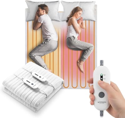 Elektrische matrastopper voor tweepersoonsbed - 160 x 140 cm - 3 temperatuurniveaus - Hoogwaardige polyester - Oververhittingsbeveiliging